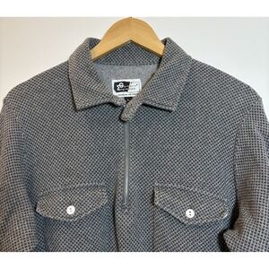 Engineered Garments Mens Gray Diamond Jacquard Quarter Zip Pullover Shirt L USA